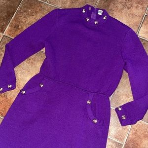 St. John | Dresses | St John Evening Vintage Gold Buttons Embellished Sweater  Dress 4 | Poshmark